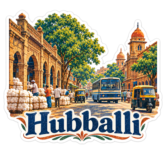 Hubballi Cotton Market Historic Street Art Vinyl Decal Stickers