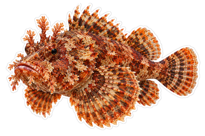 Orange Mottled Fish with Leaflike Projections Vinyl Decal Stickers