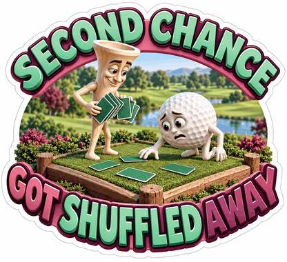 Golf Tee Playing Cards With Worried Ball Art Vinyl Decal Stickers