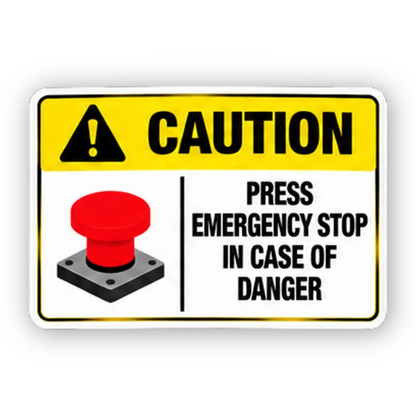 Yellow Caution Red Stop Button Panel Vinyl Decal Stickers