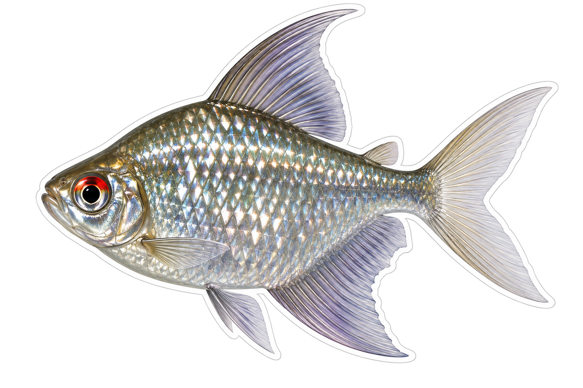Silver Diamond Scaled Fish Art Vinyl Decal Stickers