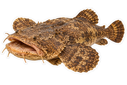 Flat Brown Catfish with Open Mouth Art Vinyl Decal Stickers