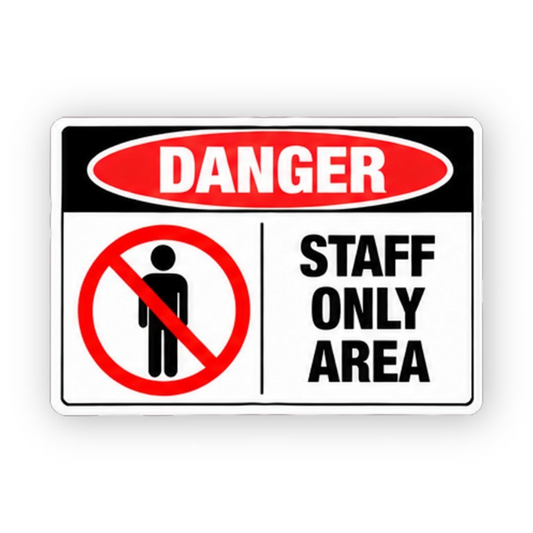 Black Danger Staff Only Crossed Figure Panel Vinyl Decal Stickers