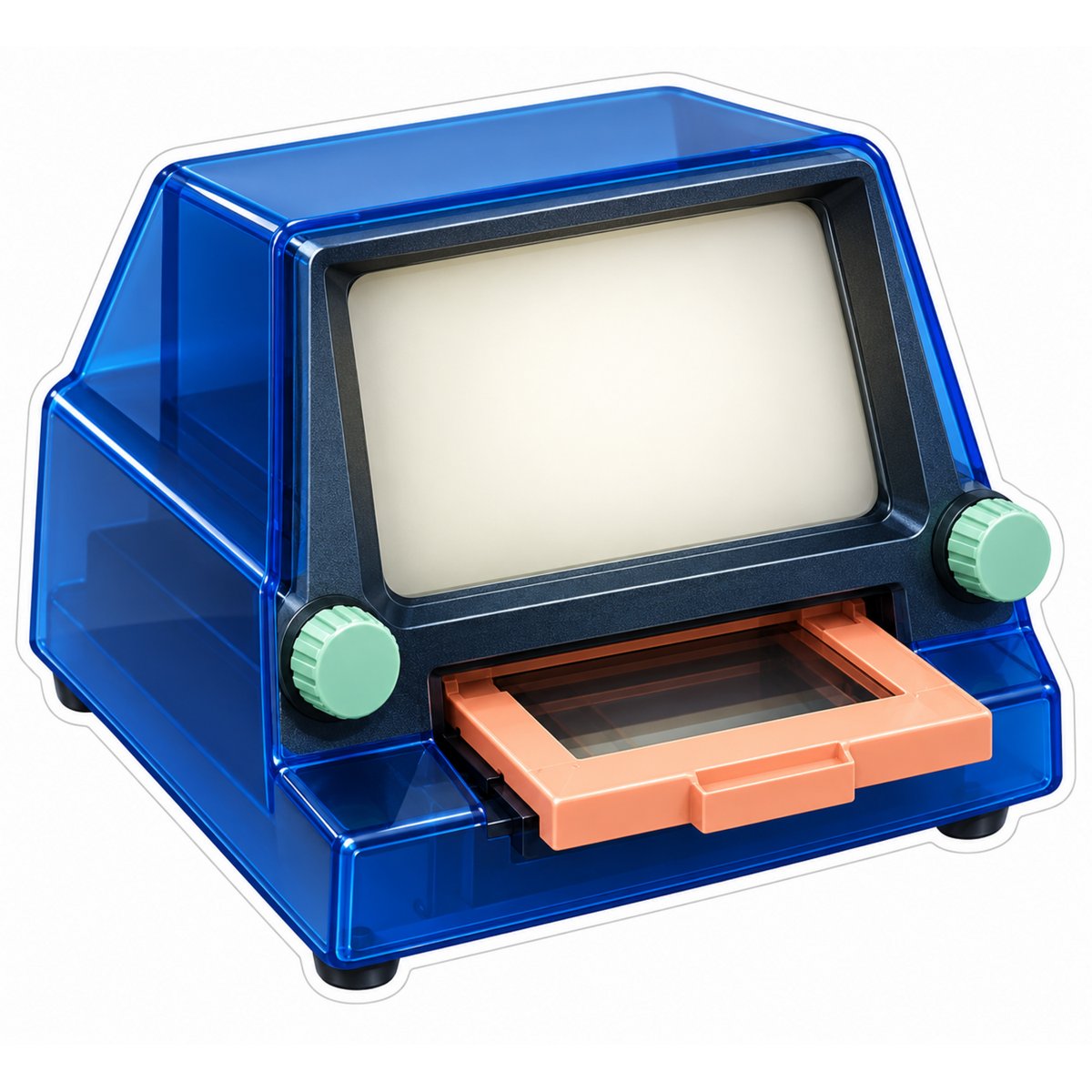 Blue Retro Display with Orange Tray Vinyl Decal Stickers