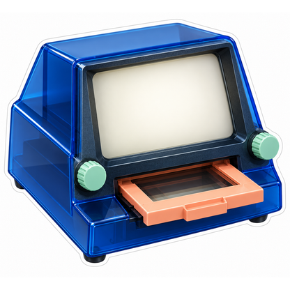 Blue Retro Display with Orange Tray Vinyl Decal Stickers