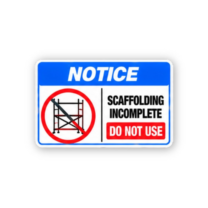 Blue Notice Incomplete Scaffold Crossed Panel Vinyl Decal Stickers