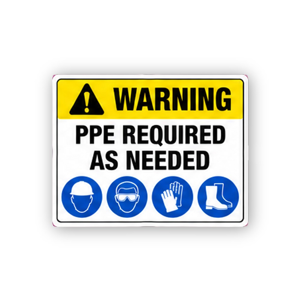 Yellow Warning PPE Four Blue Icons Panel Vinyl Decal Stickers
