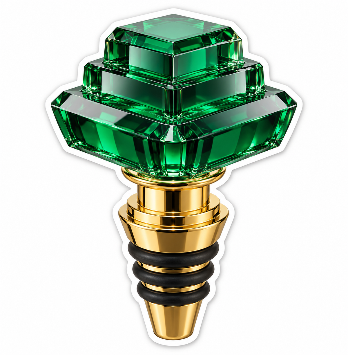 Stepped Emerald Glass Bottle Stopper Vinyl Decal Stickers