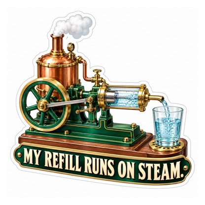 Green Golden Steam Pump Filling Glass Vinyl Decal Stickers
