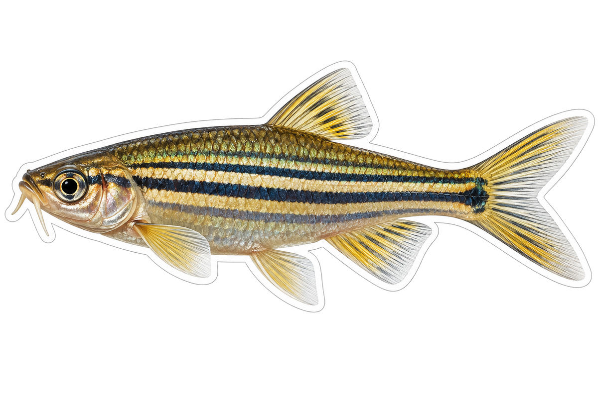 Gold Black Striped Fish with Whiskers Art Vinyl Decal Stickers