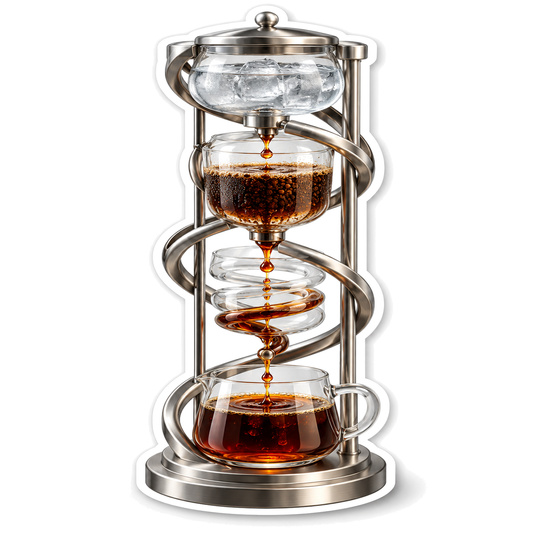 Silver Spiral Coffee Dripper with Glass Bowls Vinyl Decal Stickers