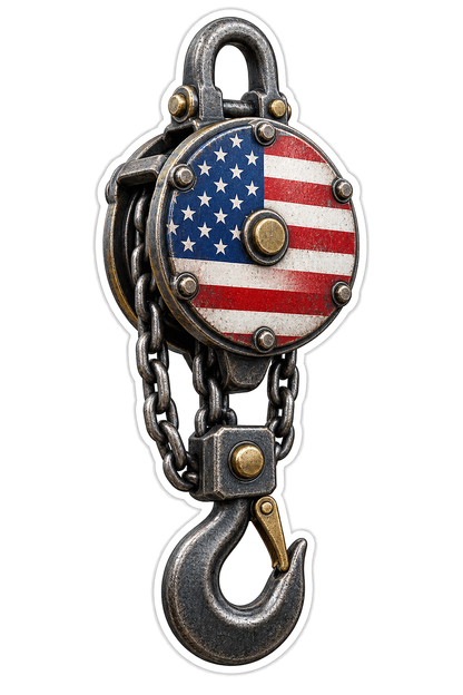 USA Flag Industrial Chain Hoist Art Vinyl Decal Stickers
