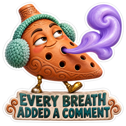 Orange Ocarina Mascot with Teal Earmuffs Vinyl Decal Stickers