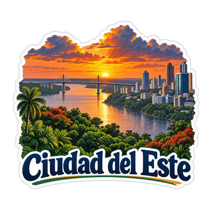 Ciudad Del Este River Sunset Art Vinyl Decal Stickers