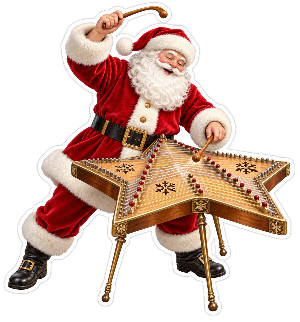 Santa Playing Star Shaped String Instrument Art Vinyl Decal Stickers
