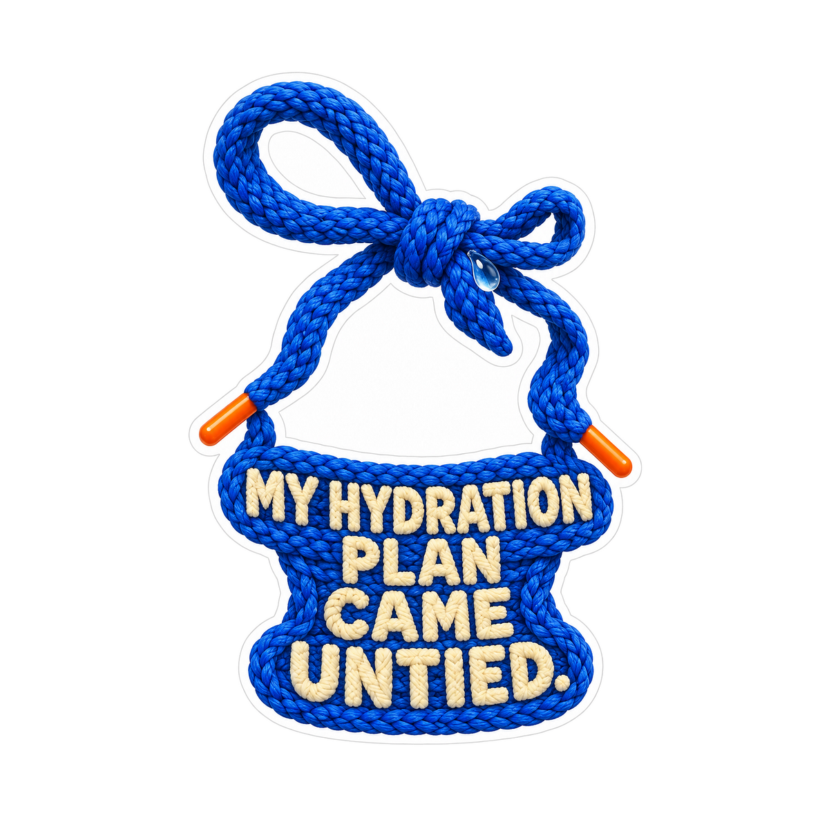 Blue Knotted Shoelace with Water Lettering Vinyl Decal Stickers
