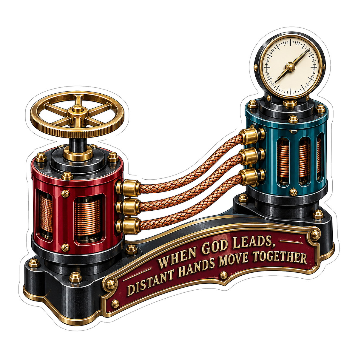 Red Teal Linked Cylinders Faith Art Vinyl Decal Stickers
