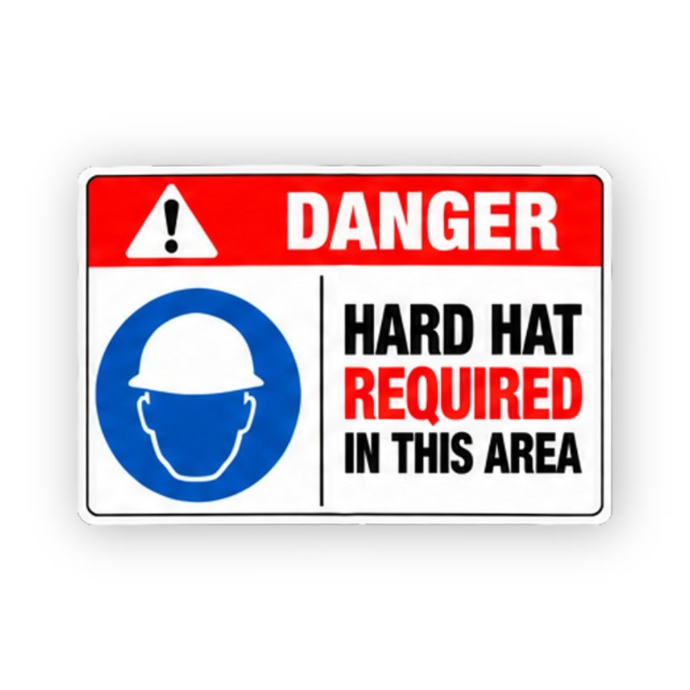 Red Danger Required Area Blue Hard Hat Panel Vinyl Decal Stickers