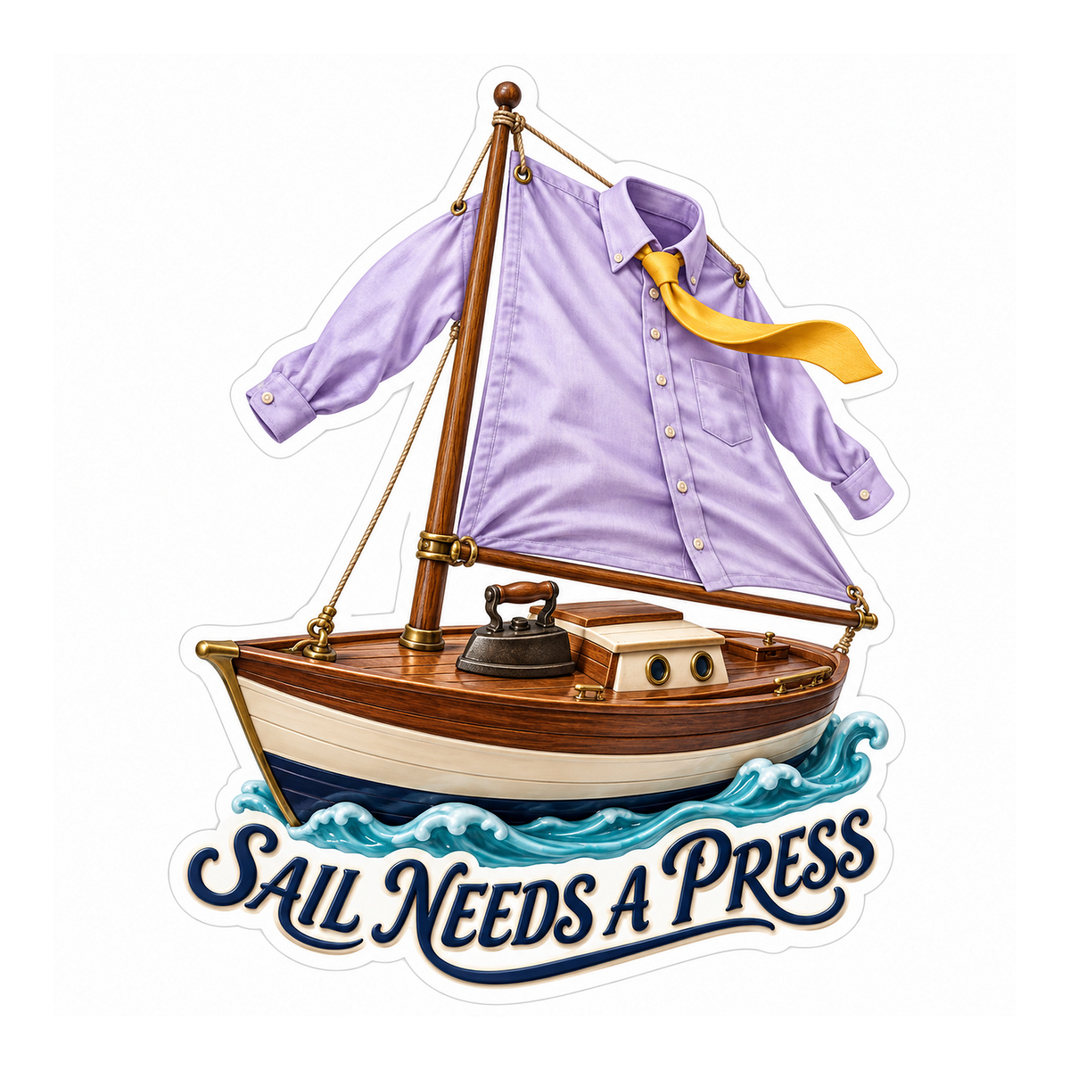 Sailboat with Purple Shirt Sail Art Vinyl Decal Stickers