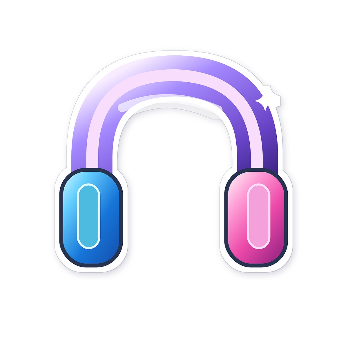 Purple Headphones With Blue Pink Earpads Art Vinyl Decal Stickers