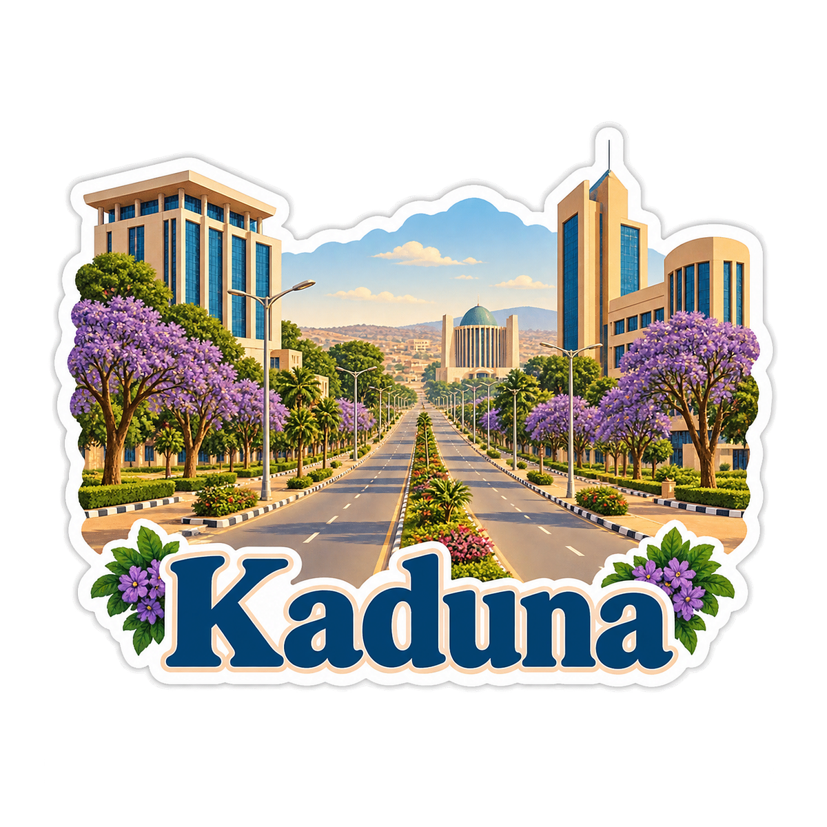 Kaduna Purple Tree Boulevard Art Vinyl Decal Stickers