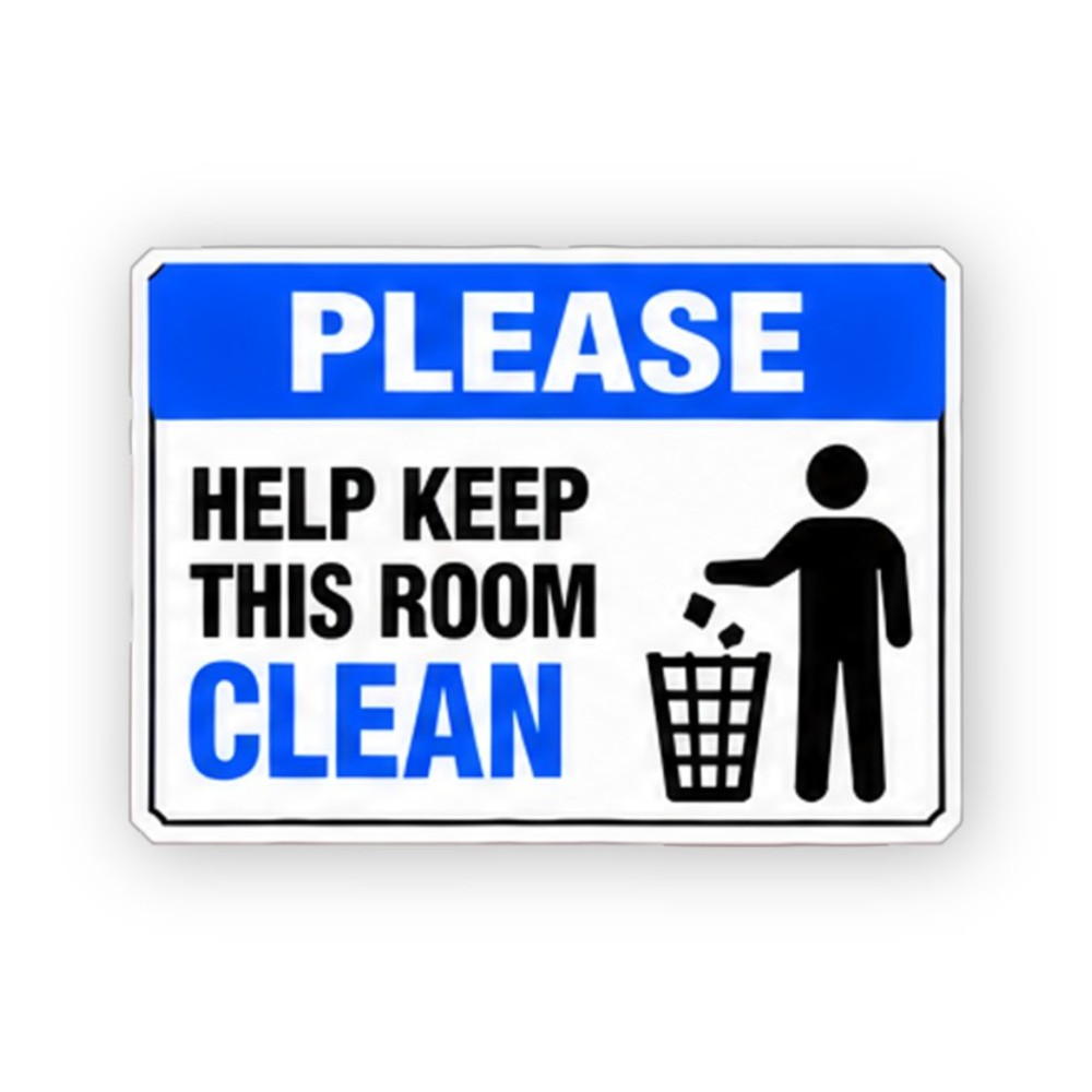 Blue Help Keep Room Clean Figure Panel Vinyl Decal Stickers