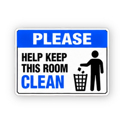 Blue Help Keep Room Clean Figure Panel Vinyl Decal Stickers