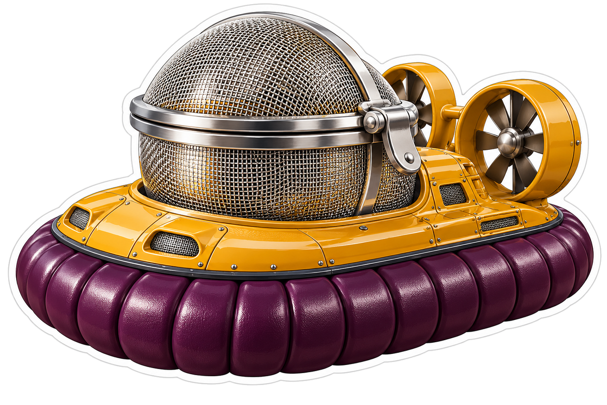 Yellow Tea Infuser Purple Hovercraft Art Vinyl Decal Stickers