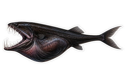 Black Deep Sea Fish with Open Jaws Vinyl Decal Stickers