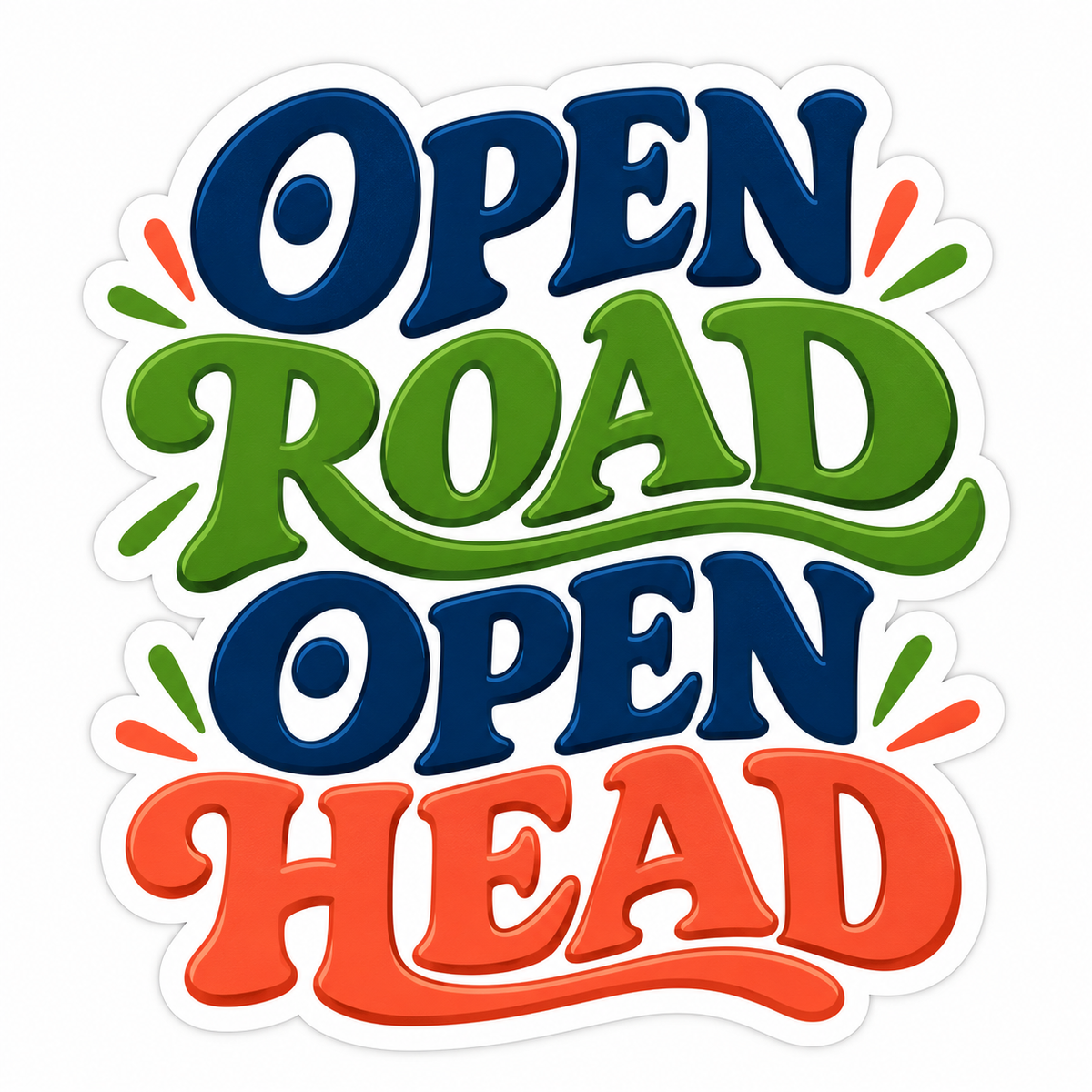 Open Road Open Head Lettering Vinyl Decal Stickers