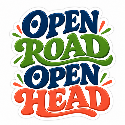 Open Road Open Head Lettering Vinyl Decal Stickers
