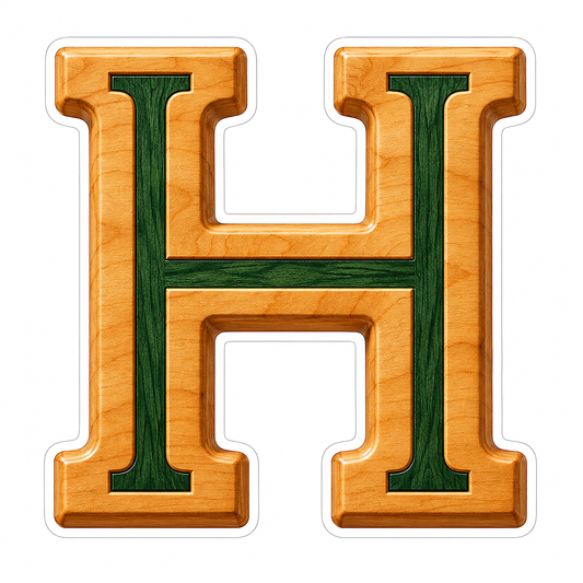 Honey Wood Green Inlay Letter H Art Vinyl Decal Stickers