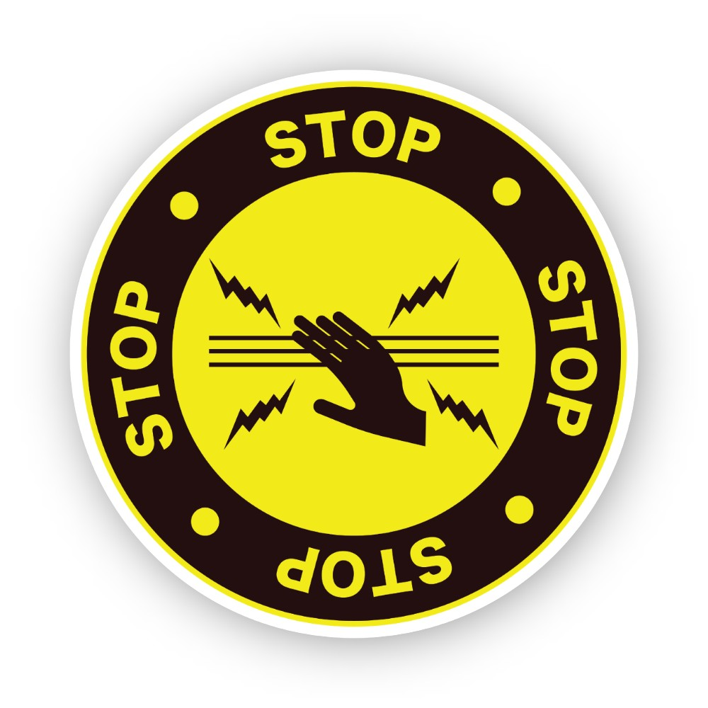 Yellow Stop Ring Hand Wire Bolts Circle Vinyl Decal Stickers