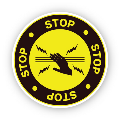 Yellow Stop Ring Hand Wire Bolts Circle Vinyl Decal Stickers