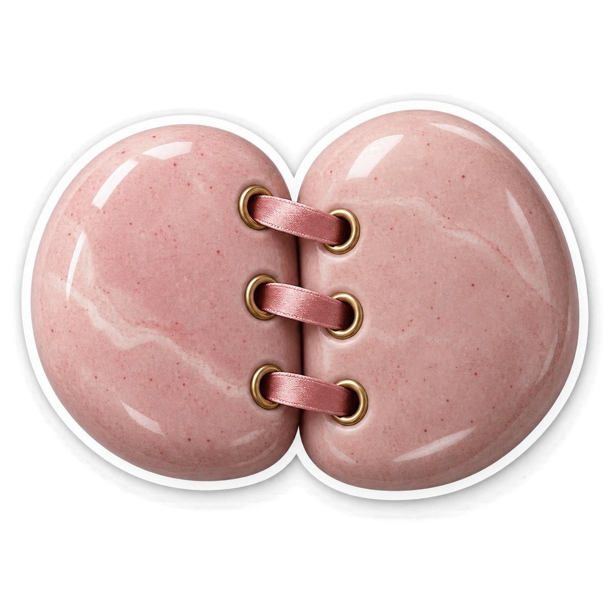 Pink Oval Pair with Ribbon Stitches Art Vinyl Decal Stickers