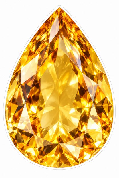 Golden Teardrop Faceted Gem Art Vinyl Decal Stickers