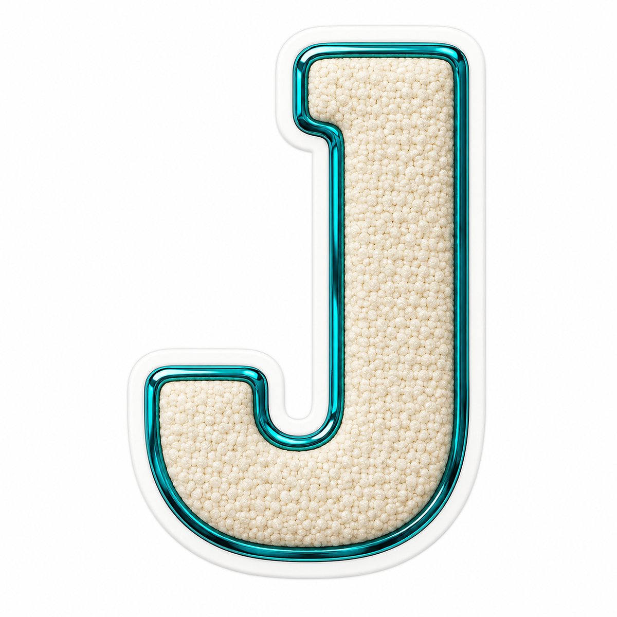 Cream Textured Letter J With Teal Border Art Vinyl Decal Stickers