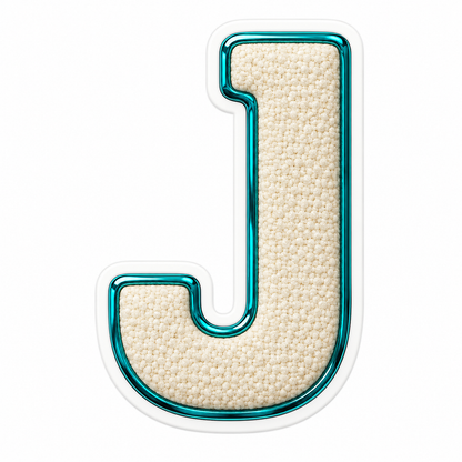 Cream Textured Letter J With Teal Border Art Vinyl Decal Stickers