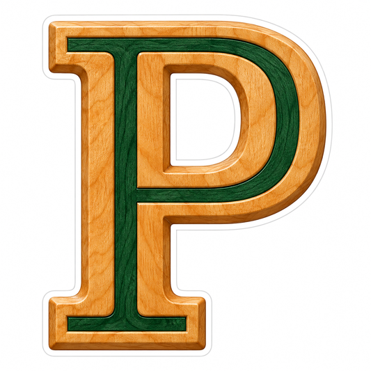 Honey Wood Green Inlay Letter P Art Vinyl Decal Stickers