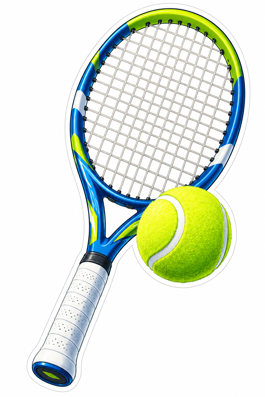 Blue Green Tennis Racket and Ball Vinyl Decal Stickers