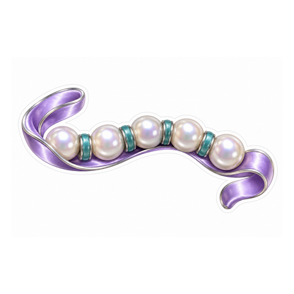 Lavender Ribbon Pearl Bead Curve Art Vinyl Decal Stickers