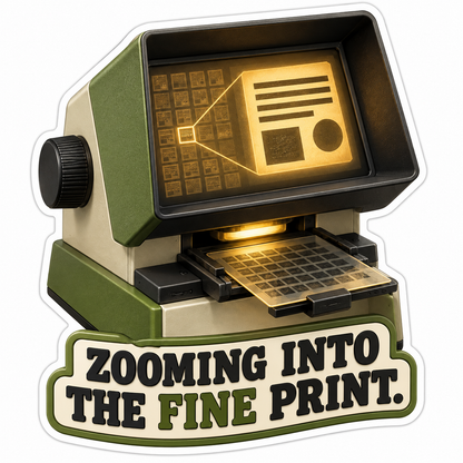 Olive Microfiche Reader Humor Art Vinyl Decal Stickers