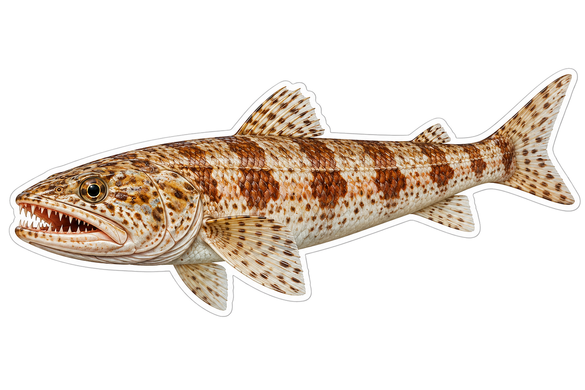 Sand Diver Fish with Brown Bands and Teeth Vinyl Decal Stickers