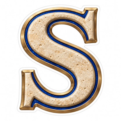 Cream Stone Blue Inlay Letter S Art Vinyl Decal Stickers