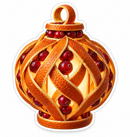 Orange Peel Lantern with Red Berry Trim Vinyl Decal Stickers