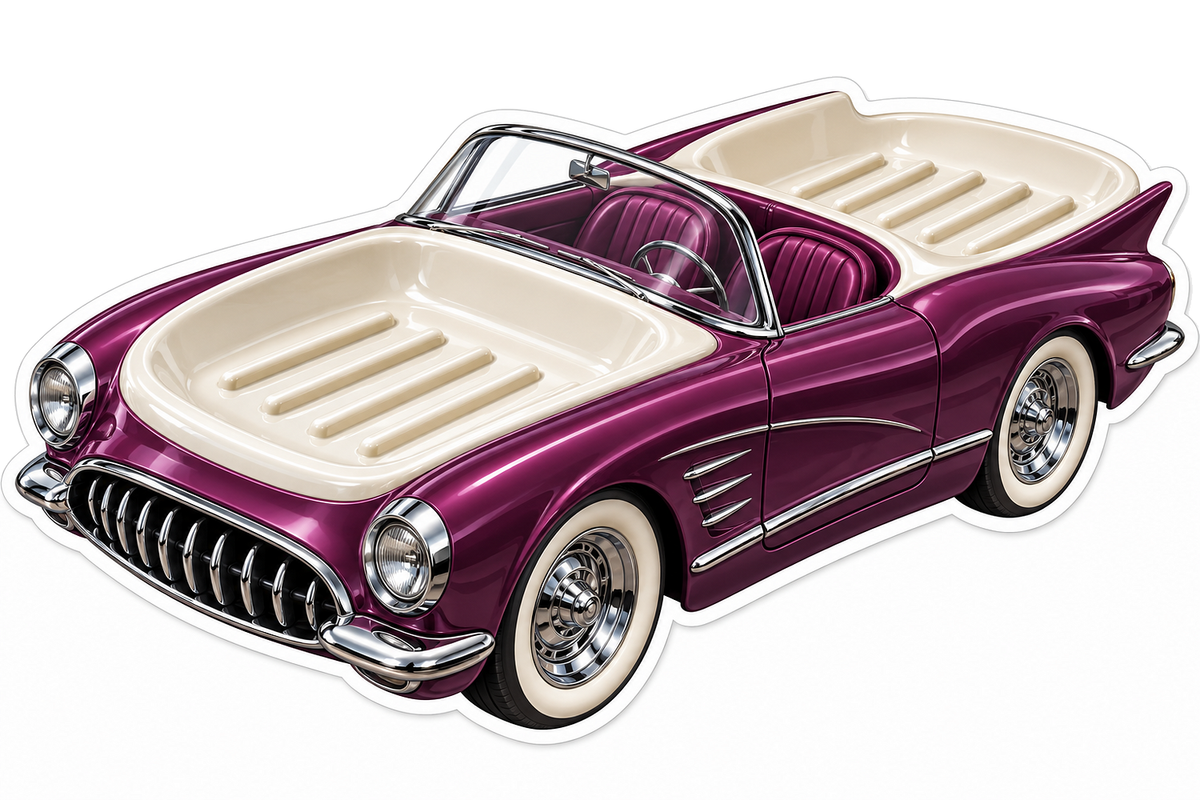 Purple Soap Dish Convertible Car Art Vinyl Decal Stickers