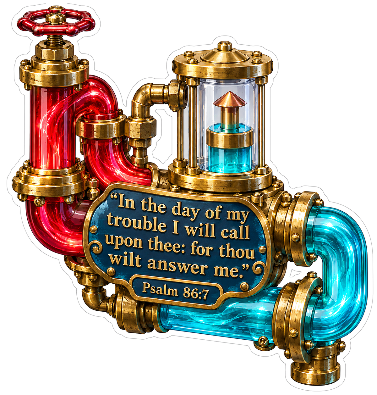 Red Teal Gold Pipework Trouble Psalm Art Vinyl Decal Stickers