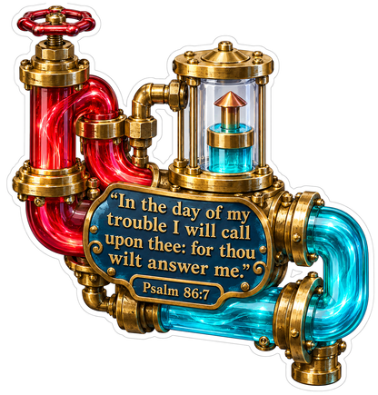 Red Teal Gold Pipework Trouble Psalm Art Vinyl Decal Stickers