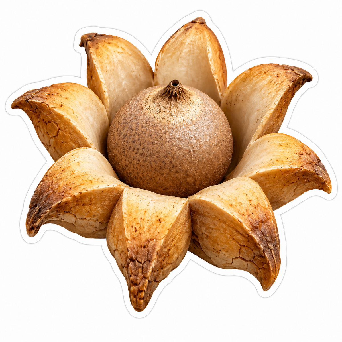 Ochre Earthstar Mushroom Art Vinyl Decal Stickers