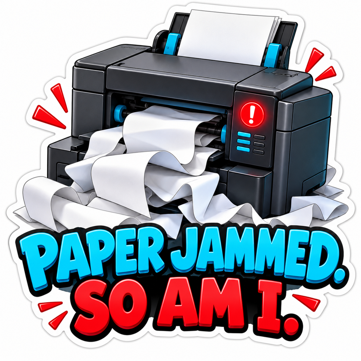 Paper Jammed Printer Funny Quote Art Vinyl Decal Stickers
